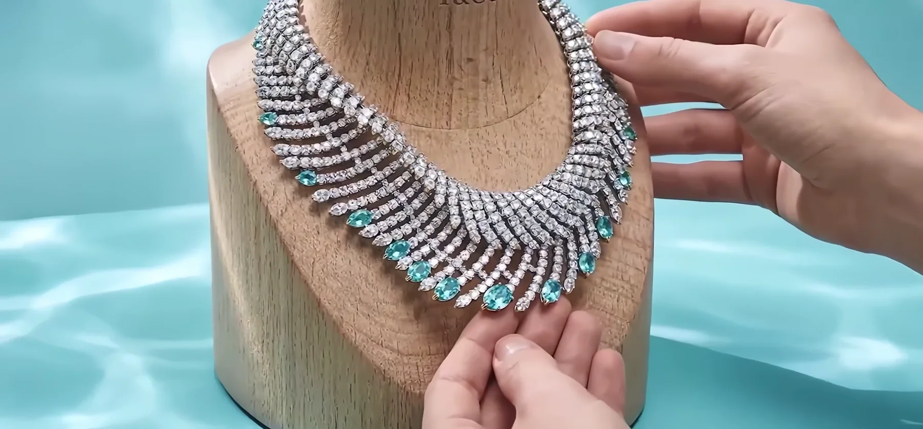 A diamond necklace developed from a jewelry sketch.