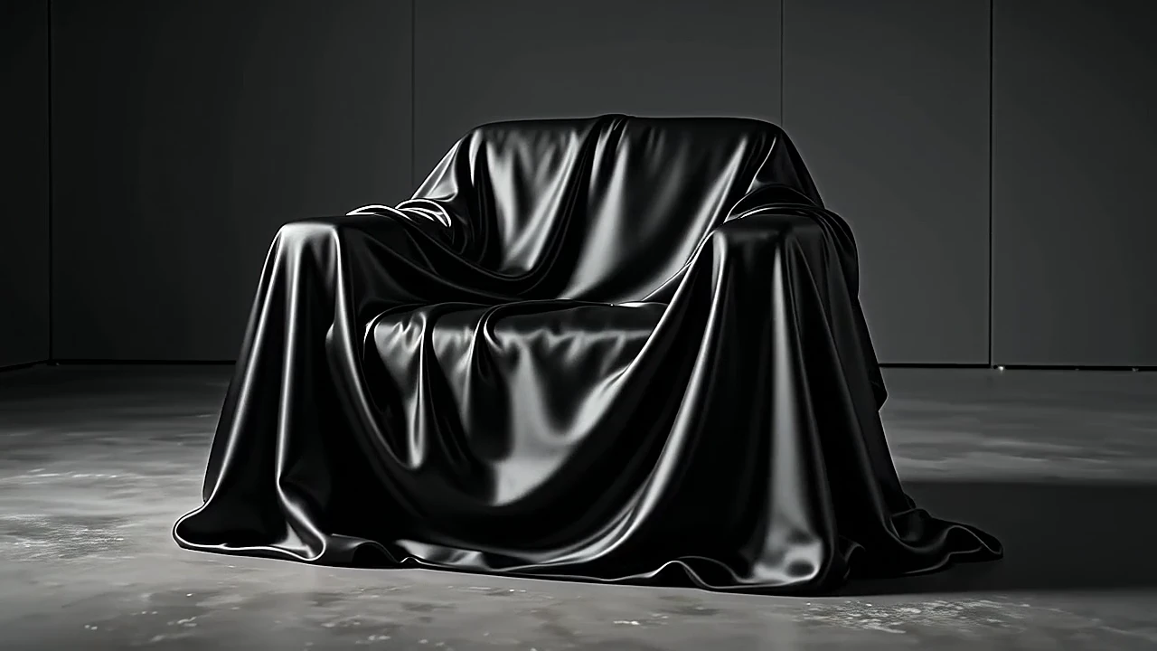A close study of light moving across black sculptural silk.